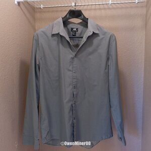 H&M Slim Fit Green Long Sleeve Button Down XXL